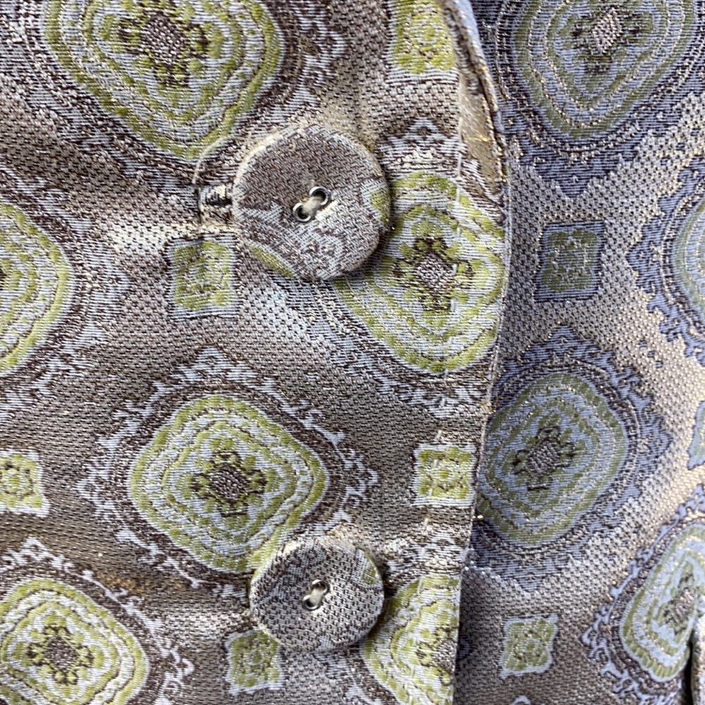 Women’s Patterned Jacquard Blazer - Green Metallic - Picture 5 of 16